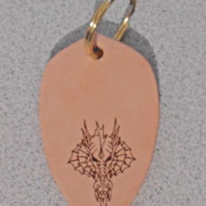 Engraved Leather Dragon Scale Key fob.