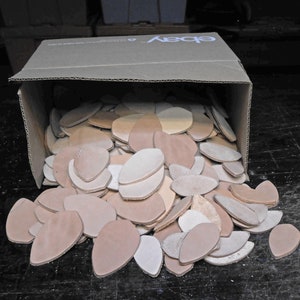 On Sale! Leather Dragon scales mixed lot of 717 large and small in natural Tan.