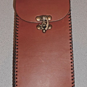 Leather Belt Travel Pouch Hand Laced in Chestnut.