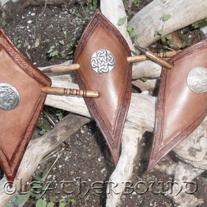 Leather tooled Hair Barrette Norse inspired, three Conchos to choose from.