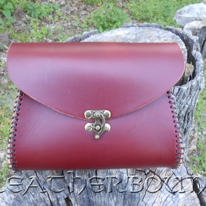 Leather Travels Pouch Hand Laced in Burgundy. Special