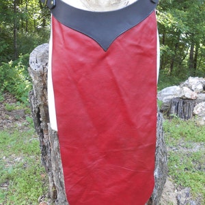 Woman’s Leather Fantasy Waist Wrap, Skirt. In red and black.