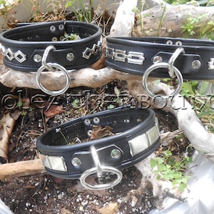 Studded Leather Collar with Pipe Rolled Edges and dee ring. 3 types to choose from.