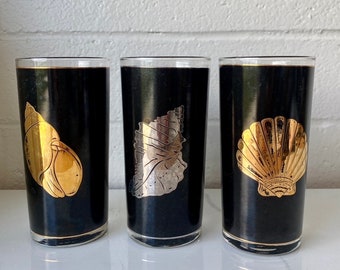 Vintage Culver Gold und Silber Muschel Gläser