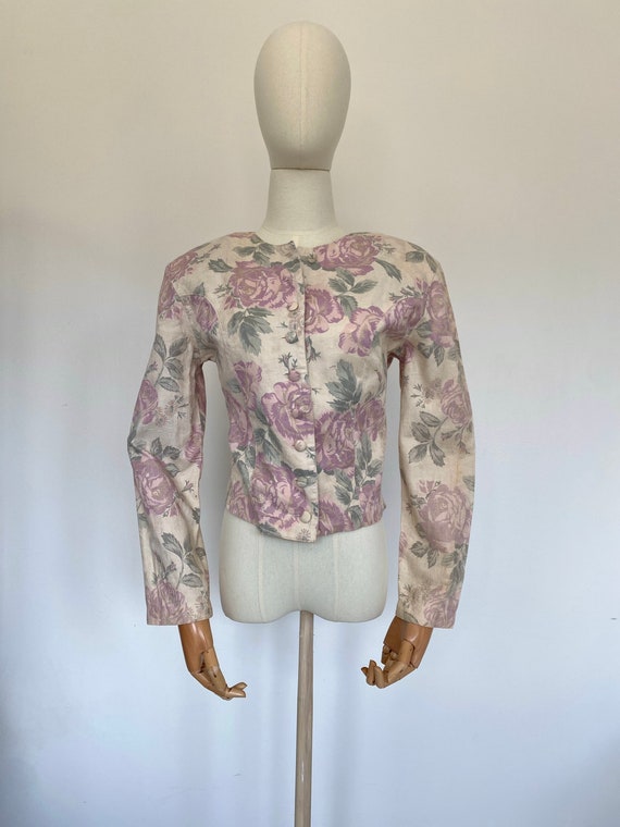 Vintage 1980s floral jacket/blazer/ cottage core