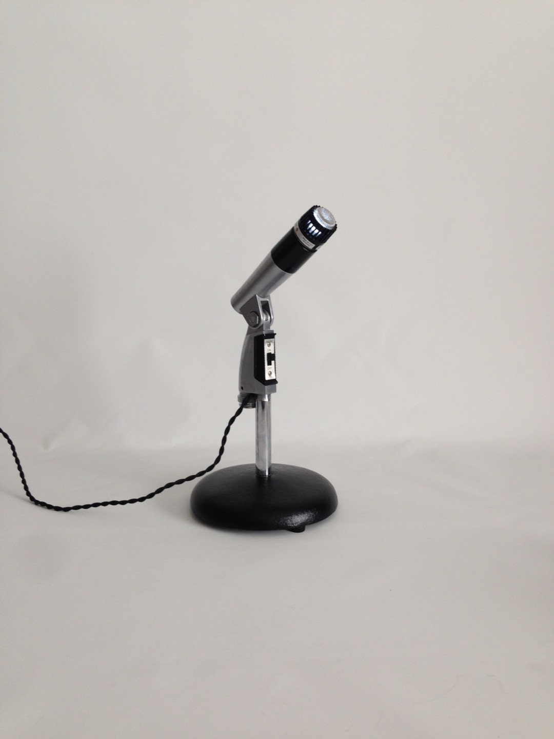 Upcycled Retro Microphone Table Lamp. Desk Lamp. Vintage Etsy