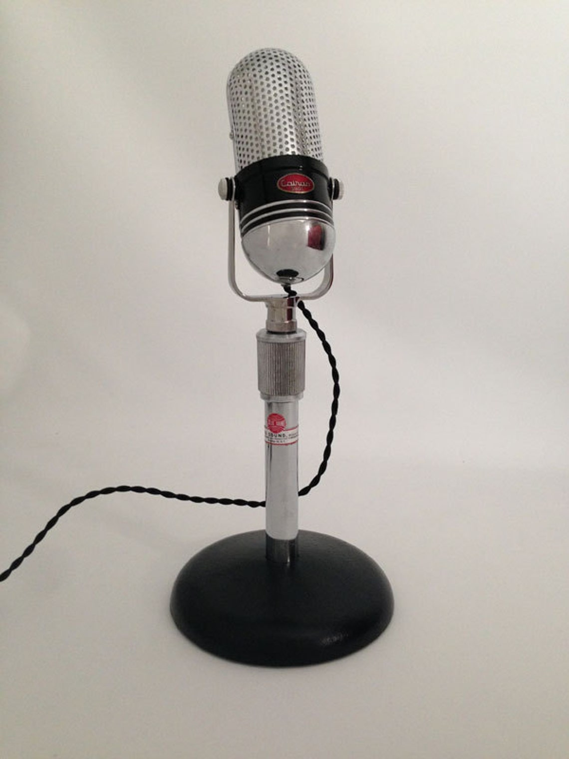 Upcycled Microphone Lamp. Table Lamp. Desk Lamp. Fluorescent Lamp