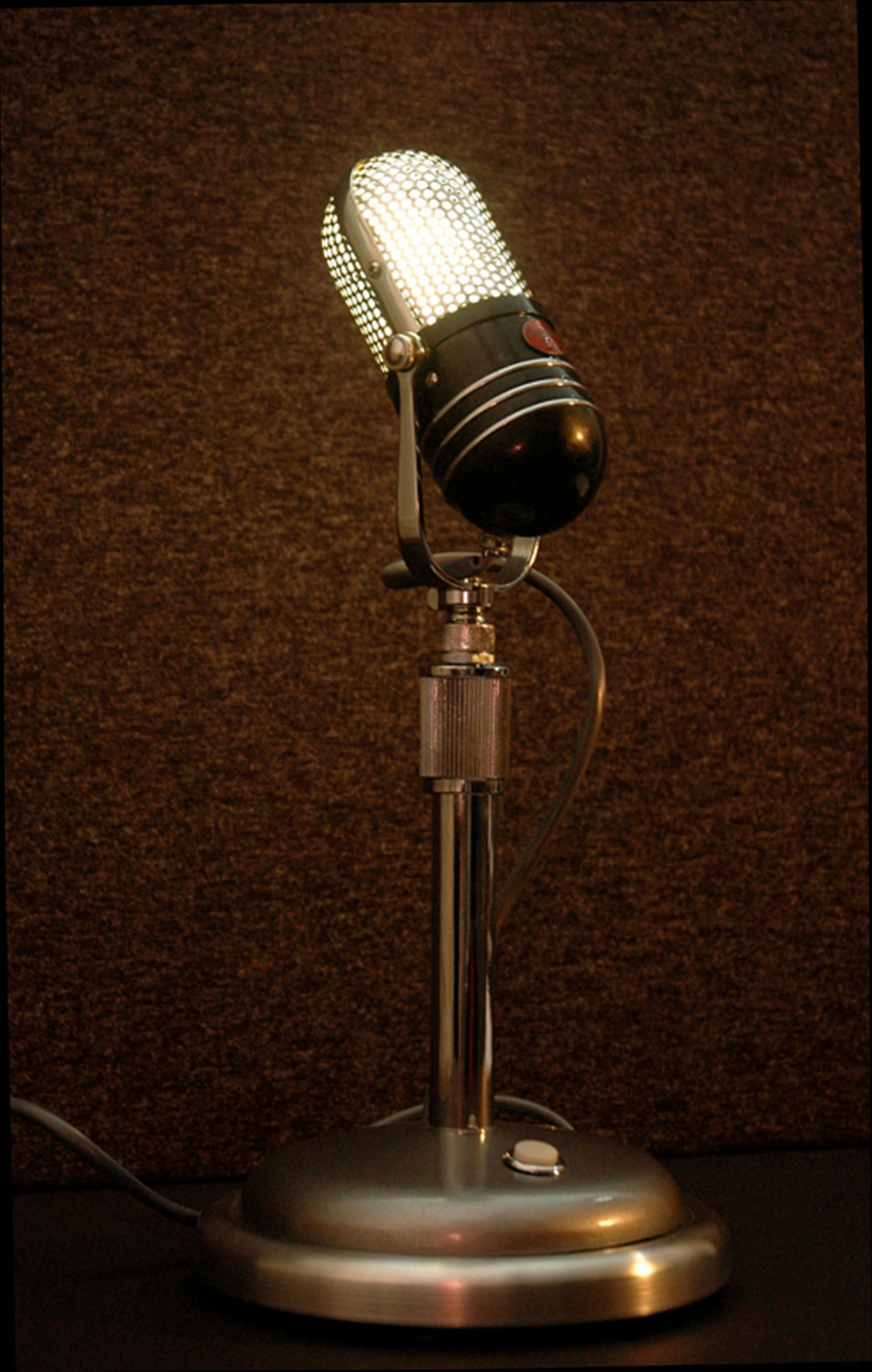 Upcycled Retro Microphone Table Lamp. Desk Lamp. Vintage Microphone