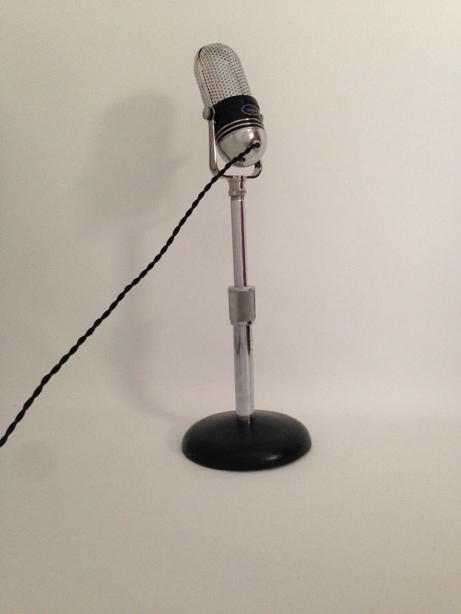 Upcycled Microphone Lamp. Table Lamp. Desk Lamp. Fluorescent Lamp