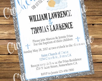 twin baptism invitations etsy