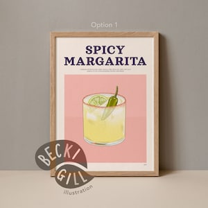Spicy Margarita Illustration Druck / Rezeptkarte / Cocktail Druck / Giclée / Kunstdruck / Mehrere Farboptionen