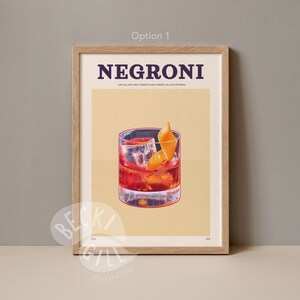 Negroni Illustration Print / Recipe Card / Cocktail Print / Giclée / Art Print / Molteplici opzioni di colore