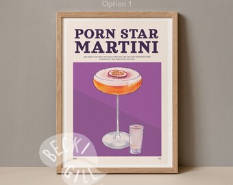 Porn Star Martini Illustration Print / Recipe Card / Martini / Cocktail Print / Giclée / Art Print / Multiple Colour Options