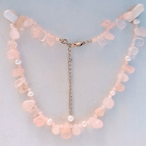 Natural Rose quartz chunky statement necklace, pink