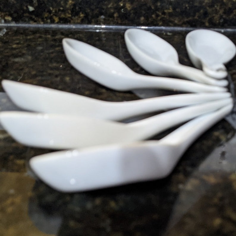 6 Miso Asian Soup Spoons White Porcelain Etsy
