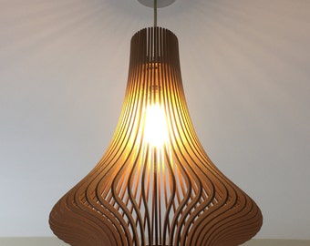 Porcelain-inspired laser cut wooden lampshade No.3