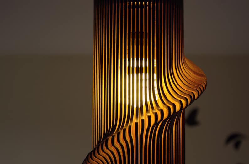 Twisted Lasercut Wooden Lampshade No.1 image 4