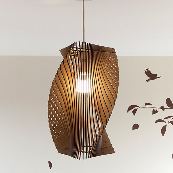 Twisted Lasercut Wooden Lampshade No.2 - Medium