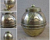 1924 Brass souvenir tea caddy lipton 39 s tea - Lipton 39 s Souvenir British Empire Exhibition 1924, vintage tea canister.