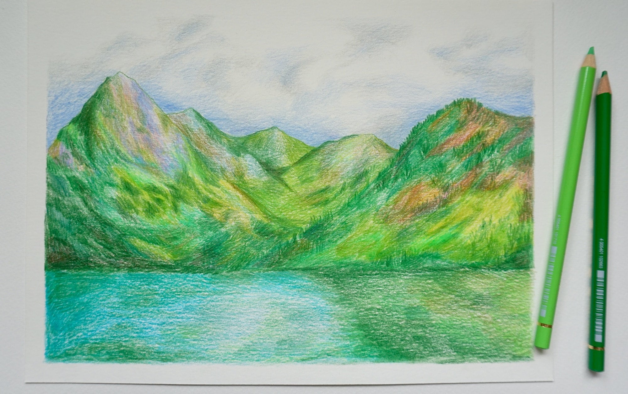 Mountain online pencil drawing