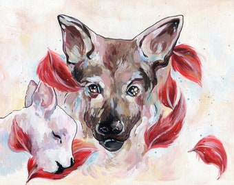 Animal Painting, Dog Painting, Dog Art, Dog Original Art, Animal Original Art, Animal Illustration, Dog Illustration, Acrylic Painting