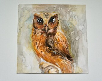 Animal Painting, Animal Art, Owl Art, Affordable Original Art, Affordable Original Painting, Owl Original Art, Owl Original Painting