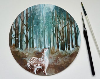 Deer Painting, Deer Art, Deer Original Art, Deer Original Painting, Forrest Painting, Forrest Landscape Art, Affordable Landscape Art