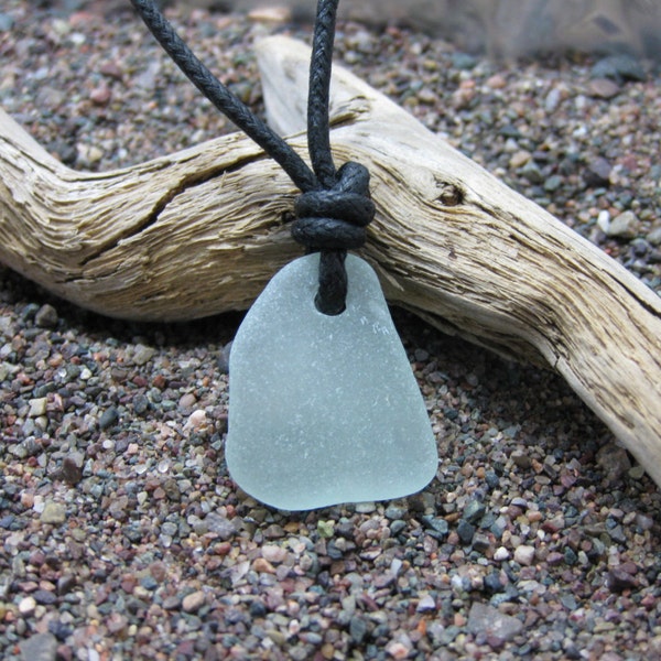 Adjustable Boho sea glass necklace, Genuine Sea glass slide knot beach necklace, Canada Sea glass from New Brunswick unisex surfer necklace