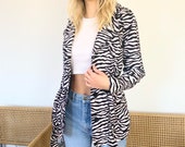 Zebra Trench Coat - 90s Festival Jacket - Vintage Zebra Coat - Vintage Womens Clothing - Vintage Clothing - Y2K Clothing Women 39 s Clothing