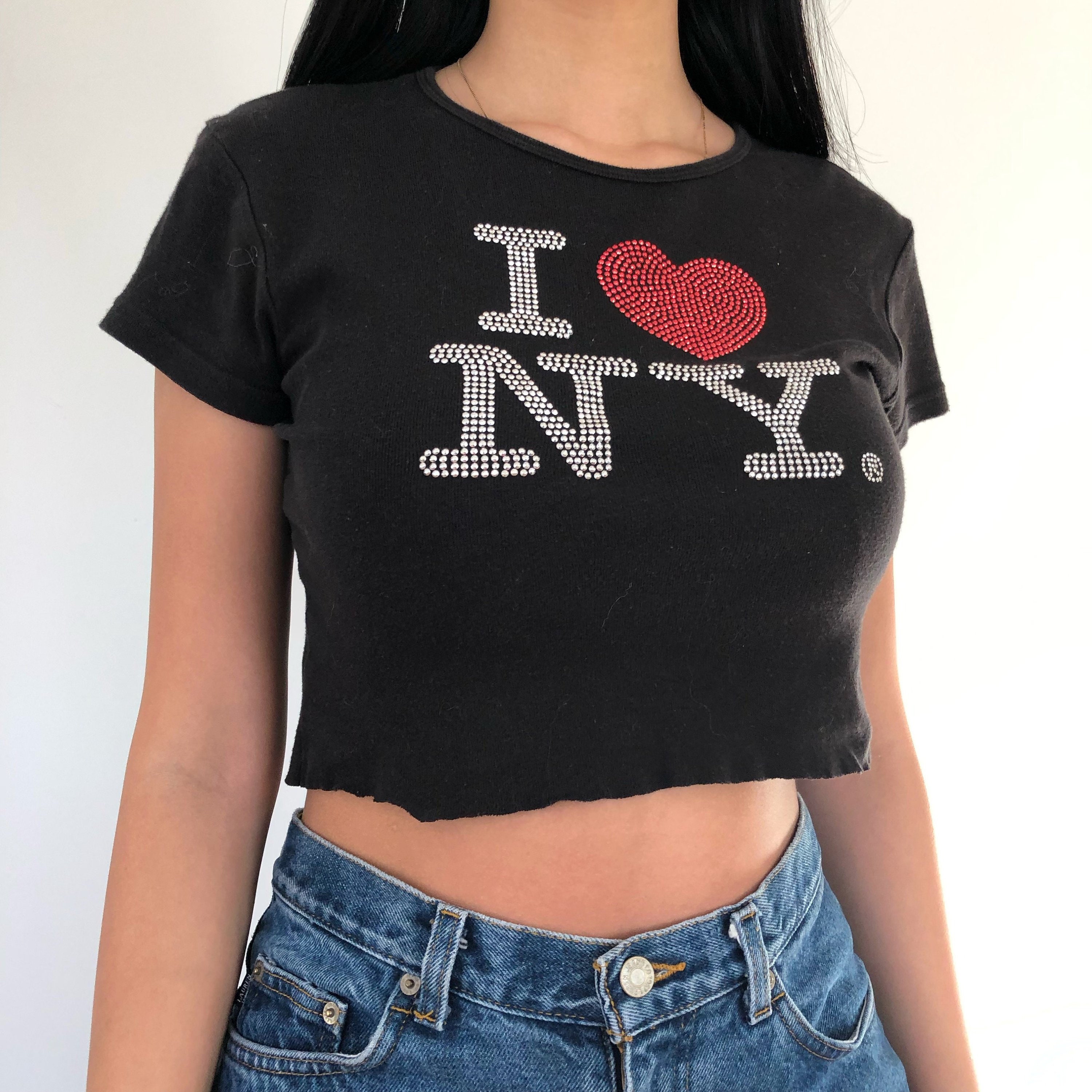 I Love New York New York T-shirt Femme Spandex Tee cœur gris
