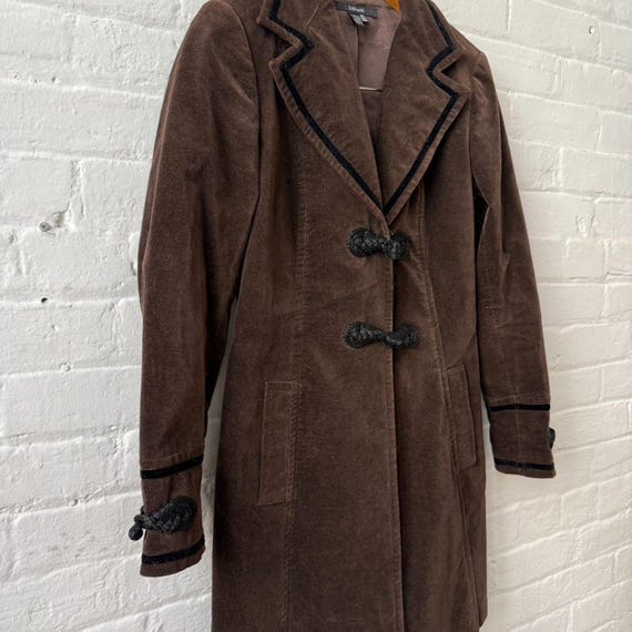 Vintage Zara Basic Corduroy Coat: 90s Velvet Trim Band Jacket