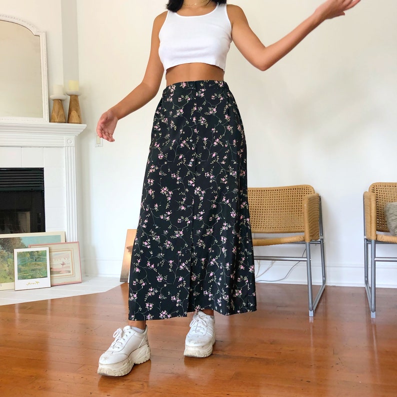 Women/'s Festival Vintage Skirt 90s Floor Length Skirt Flower Print Vintage Clothing Summer Clothing Floral Skirt Y2K Clothing