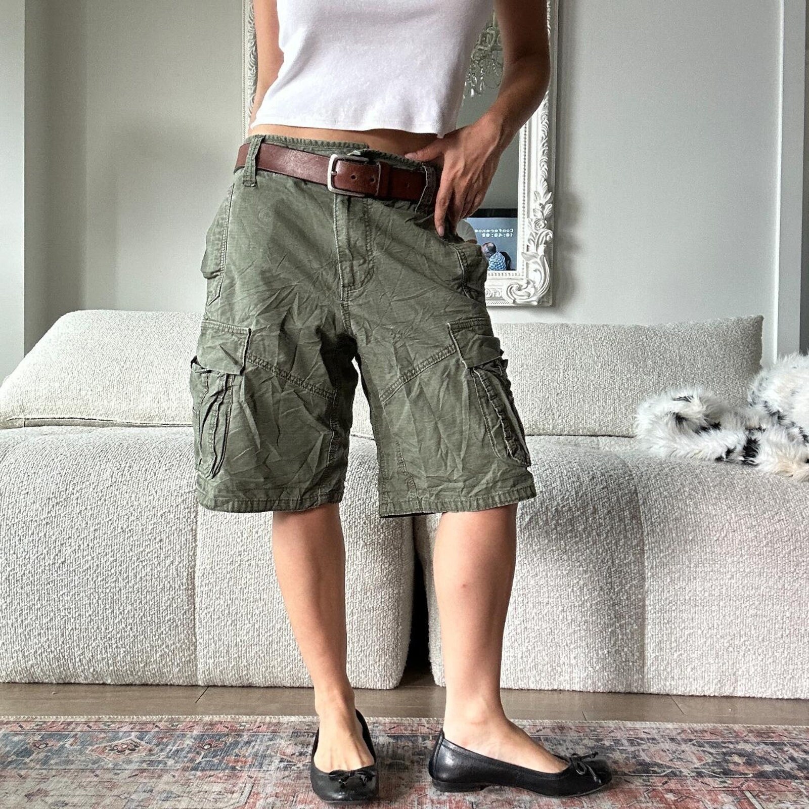 Khaki Cargo Shorts 90s Y2K Skater Jorts - Etsy