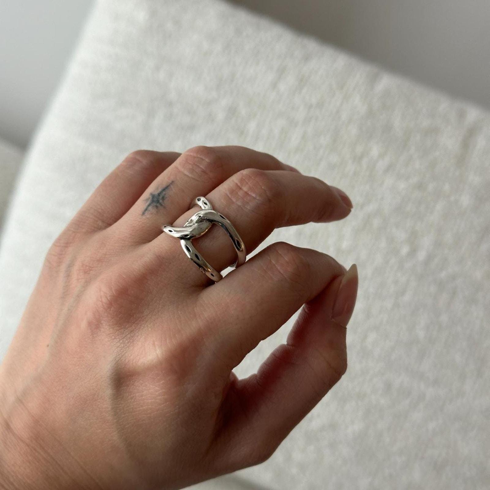 Knot Ring 925 Sterling Silver Horseshoe Basic Chunky