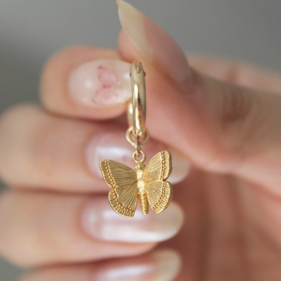 Gold Butterfly Hoops