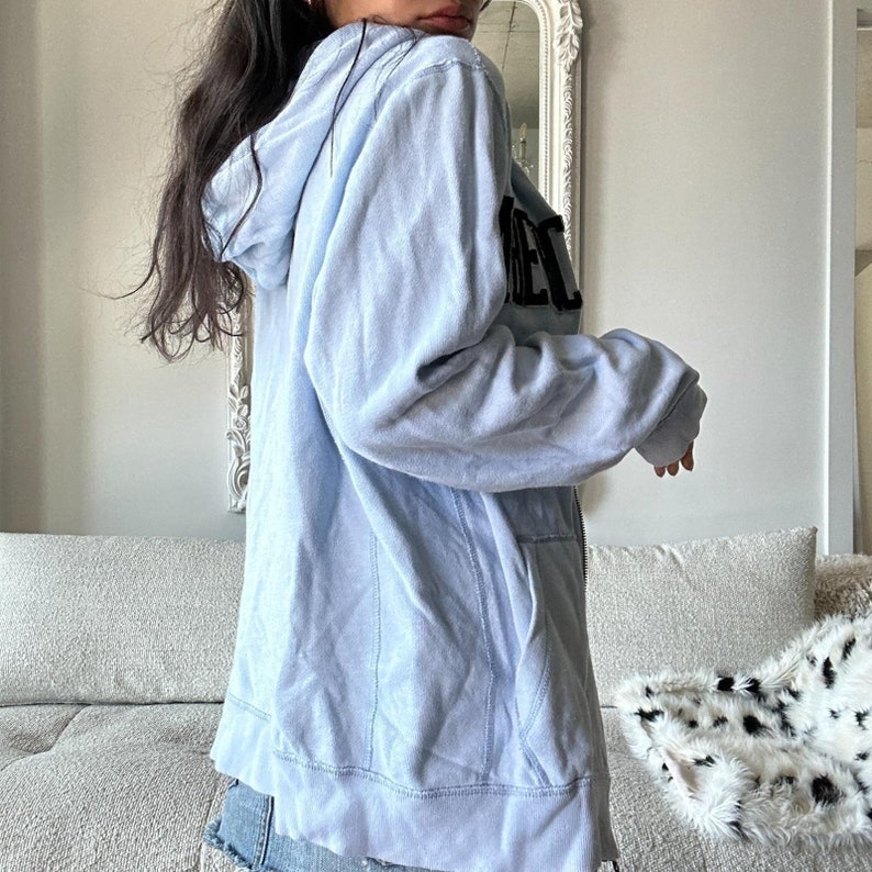 Abercrombie & Fitch Hoodie Baby Blue Zip up Sweater Mens Basic 2000s
