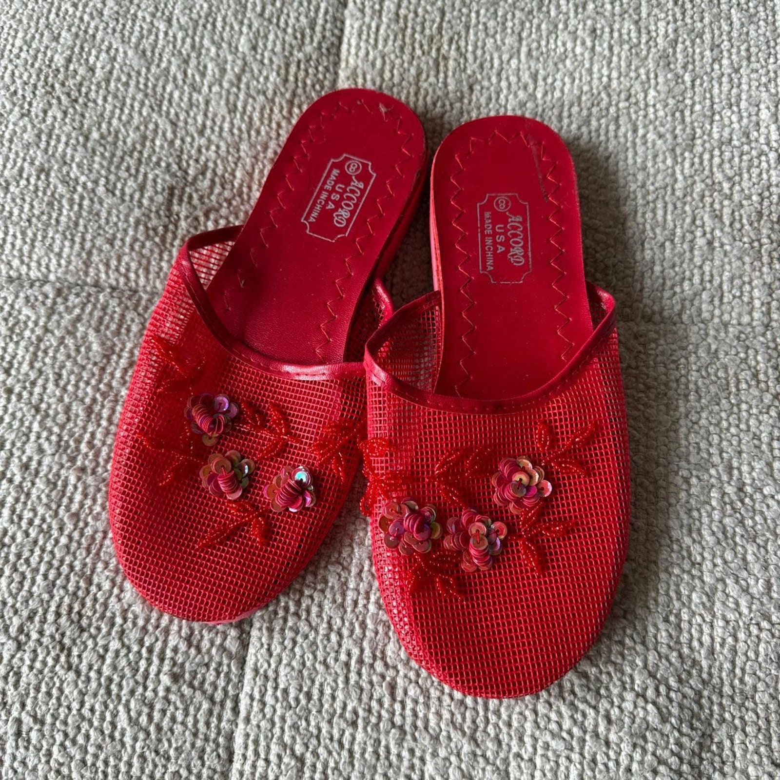 Y2k Red Mesh Slippers