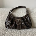 90s Brown Faux Leather Silver Buckle Purse Shoulder Bag Cute Basic Grunge product logo