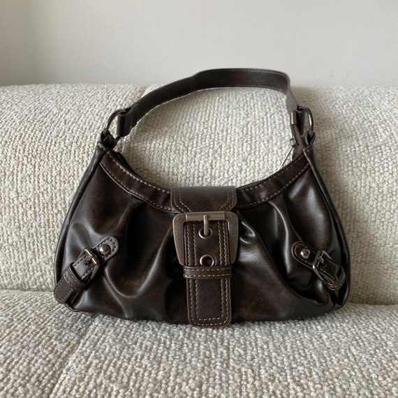 Vintage 90s Y2K FOSSIL Pastel Striped Leather Shoulder Bag