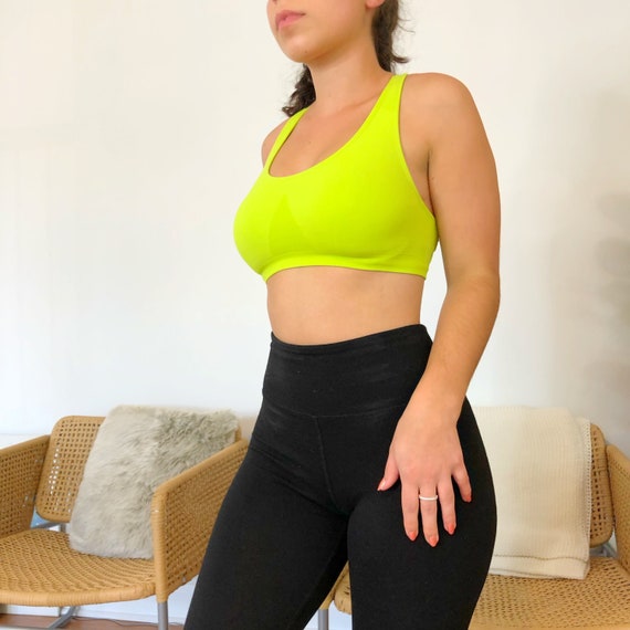 neon green sports bra