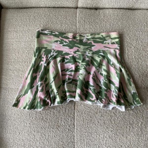 Y2K Camo Pleated Mini Skirt - Small