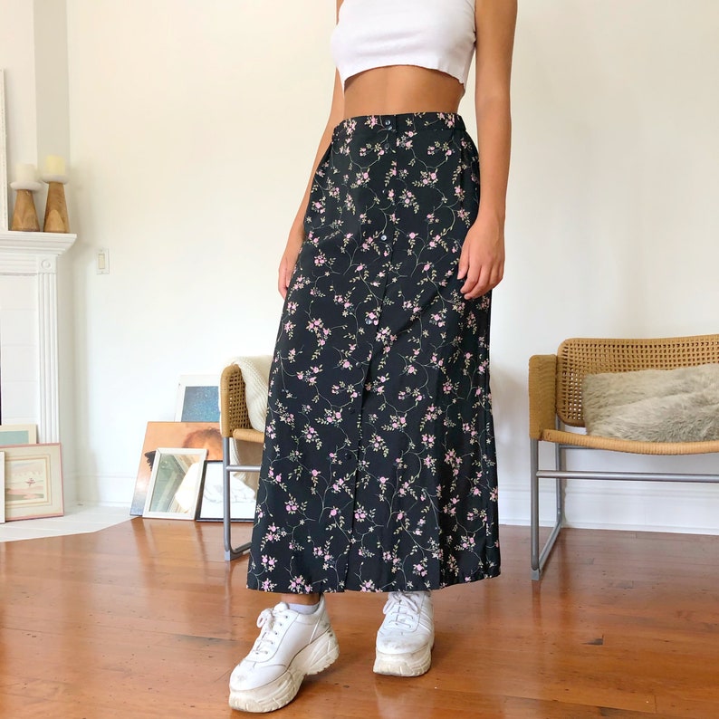 Women/'s Festival Vintage Skirt 90s Floor Length Skirt Flower Print Vintage Clothing Summer Clothing Floral Skirt Y2K Clothing