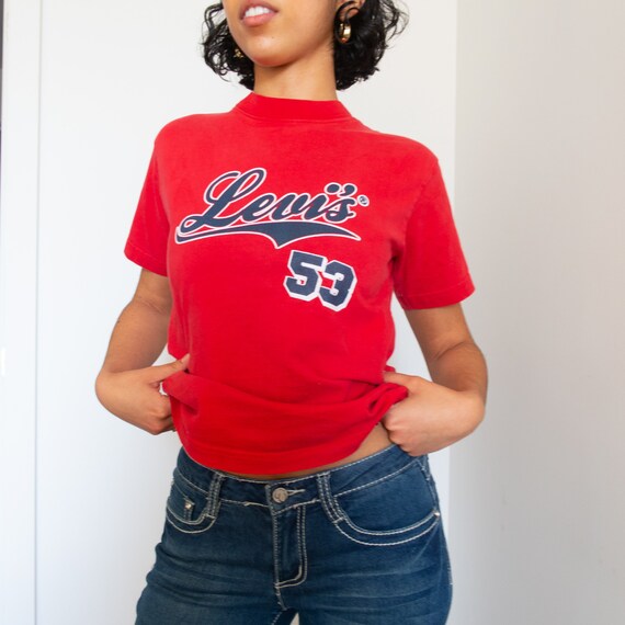 Levis Graphic T-shirt Red Crop Top Baby 