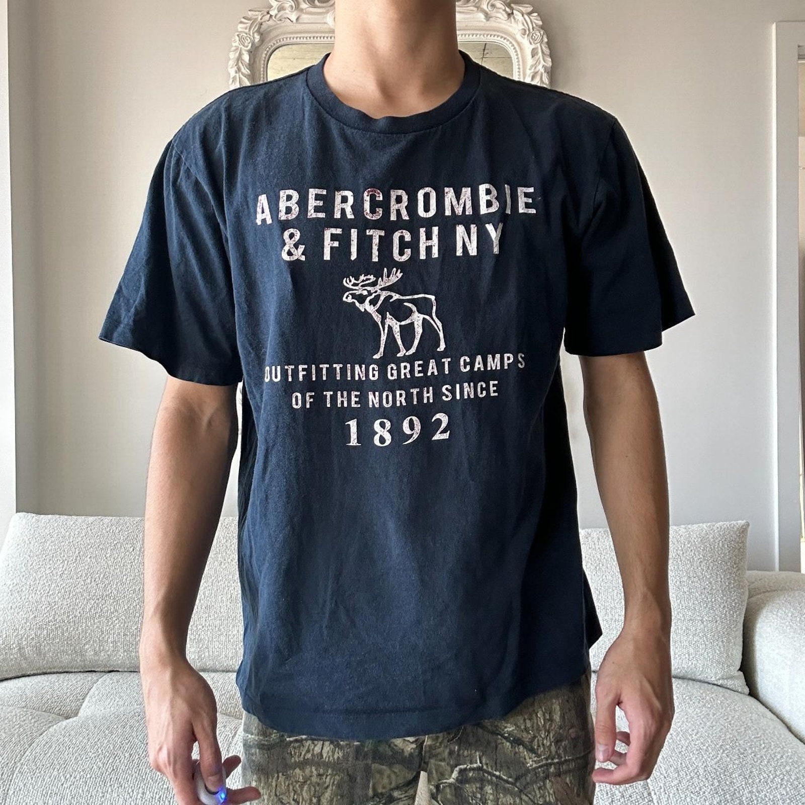 Buy Abercrombie & Fitch T-shirt Navy Blue Short Sleeve Graphic Tee 
