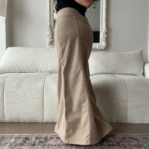 90s Vintage Corduroy Maxi Skirt Beige Skirt Midi … - image 1