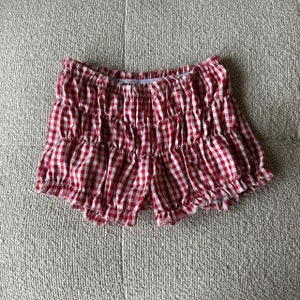 Gingham Shorts Red Plaid Short Ruffle Trim Ruched Milkmaid Cottagecore ...