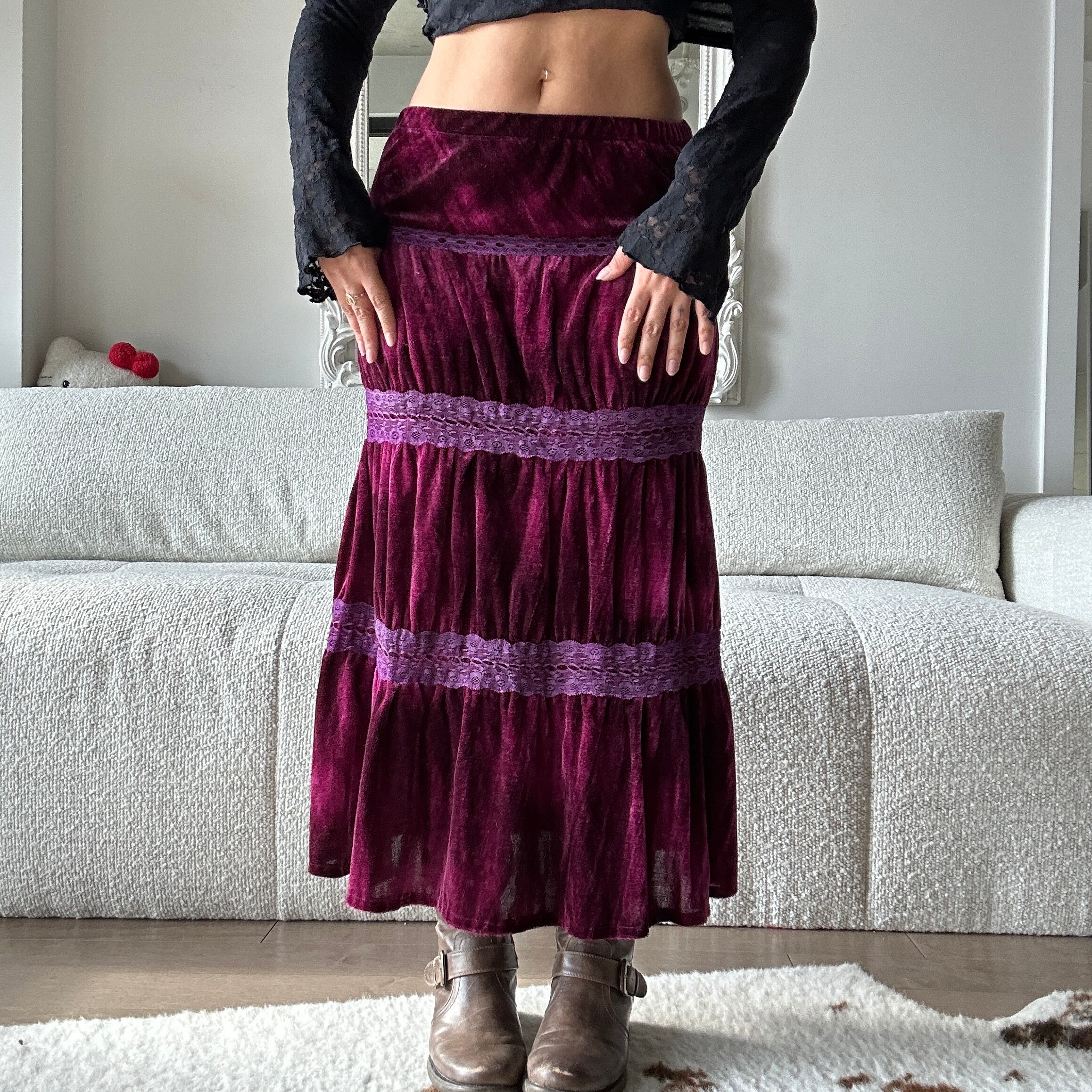 Purple velvet skirt maxi hotsell