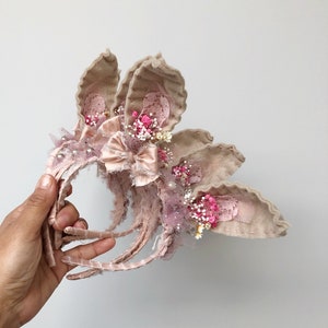 Child Easter Bunny Headband, Sitter Child Baby Bunny Ears Headband, Rabbit Headband Easter Props Floral Bunny Photography Props Easter Props