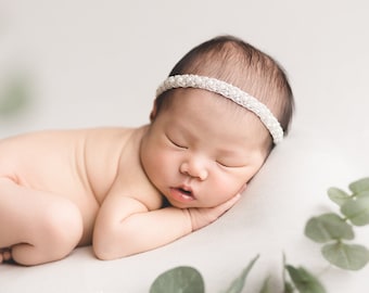 Baby Strass Stirnband, Taufe Stirnband, Baby Taufe, Baby Mädchen Tiara, Elfenbein Baby Stirnband, Perle und Perlen Baby Halo, Dainty Halo