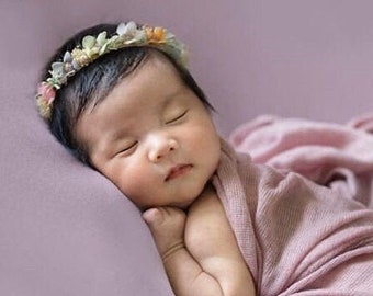 Baby flower crown, Newborn props, Flower girl crown, Flower crown newborn, Toddler flower crown, New Born Photography Prop, Dusty Pink